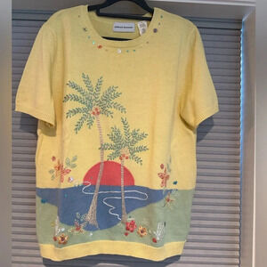 Alfred Dunner beach themed shirt sleeve sweater